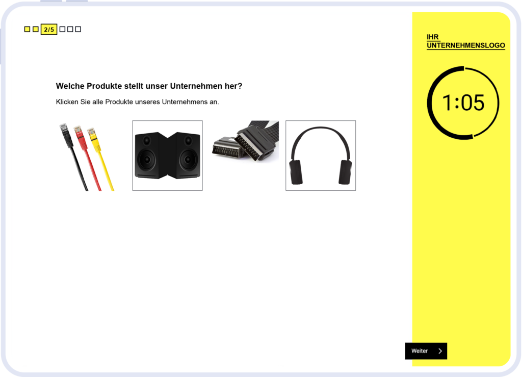 Unternehmensspezifisches Testmodul der Auswahlhilfe für den Bereich: Wie gut kennt der Bewerber Ihr Unternehmen?