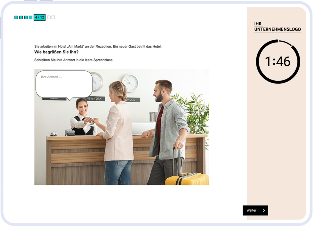 Testaufgabe zur Hotellerie im personalisierten LehrlingsTest der Auswahlhilfe.